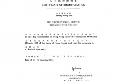 BSP-Certificate of Incorporation